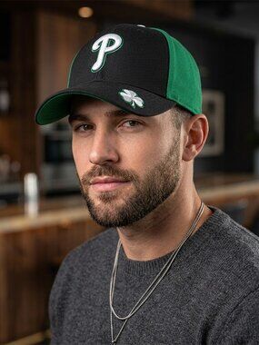 Black and Green Cap with Embroidered Phillies "P"